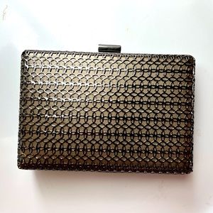 Madison West Pewter Metal Clutch